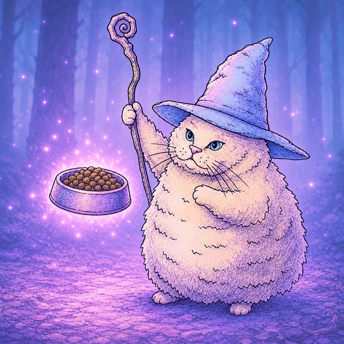 Magic Cat levitating a food bowl